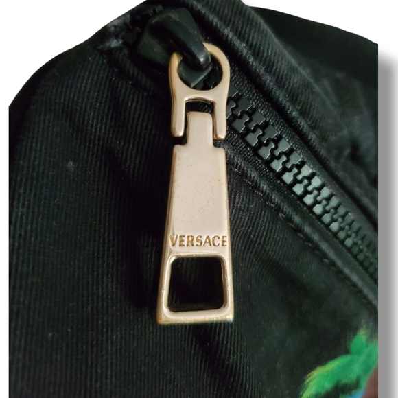 VERSACE Beverly Palm Miami Black Belt Bag with Vibrant Graphic Waist Sling Bag - Picture 12 of 17